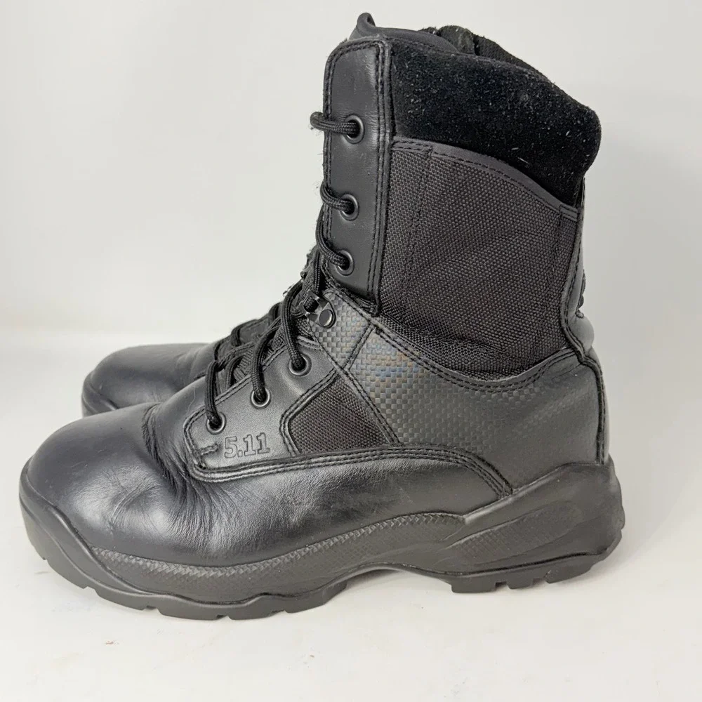 5.11 Tactical Series ATAC 8 Inch Side Zip Boots Mens 9.5 Black Leather 12001